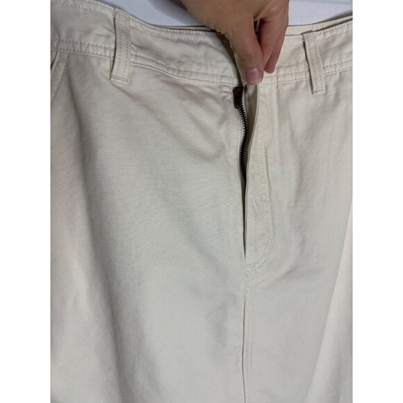 NWT Aritzia TNA Greenwich Cotton Canvas Utility Midi Skirt Ivory Birch-sz 12 - Picture 7 of 12